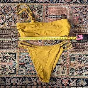 Tularosa Mustard Yellow Bandeau Bikini Set